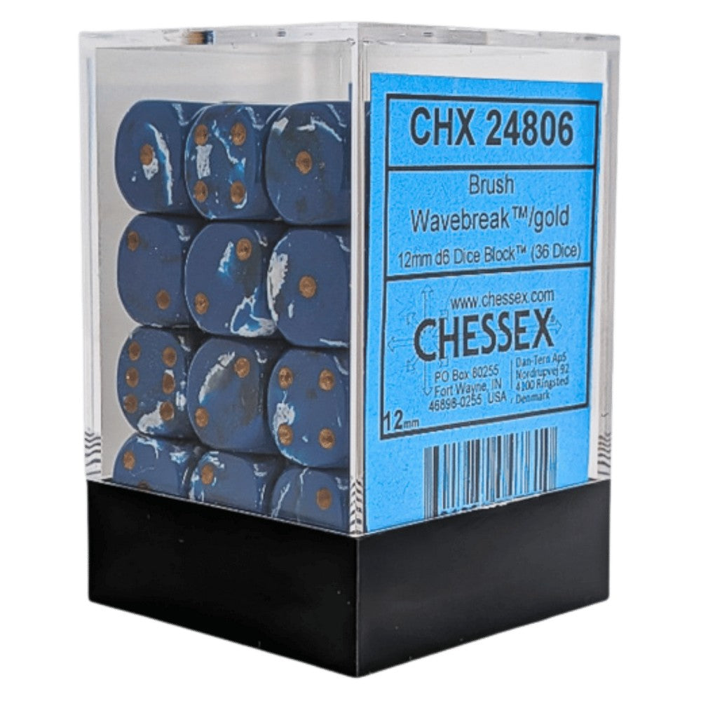 PREORDER U2 CHX 24806 Brush Wavebreak/gold 12mm d6 Dice Block (36 dice)