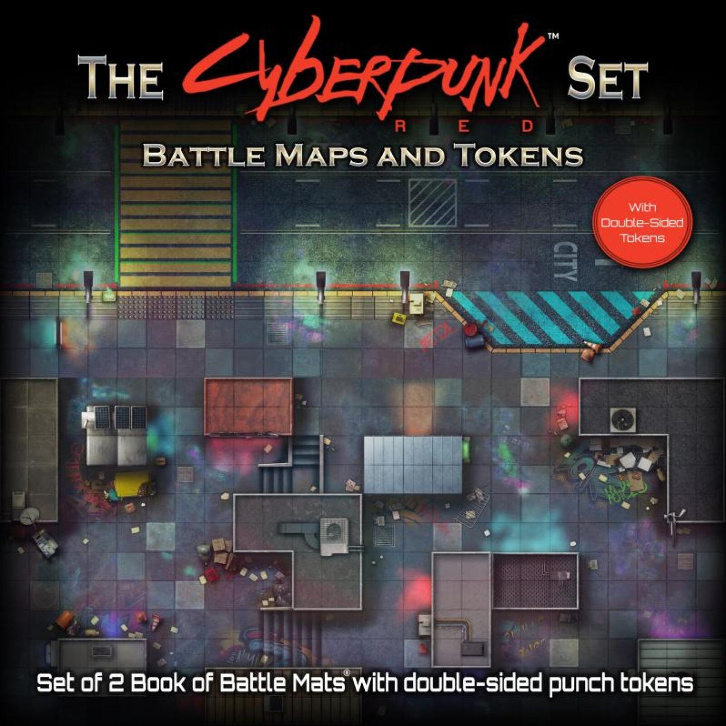 PREORDER The Cyberpunk Set - Books of Battle Mats & Tokens for Cyberpunk Red