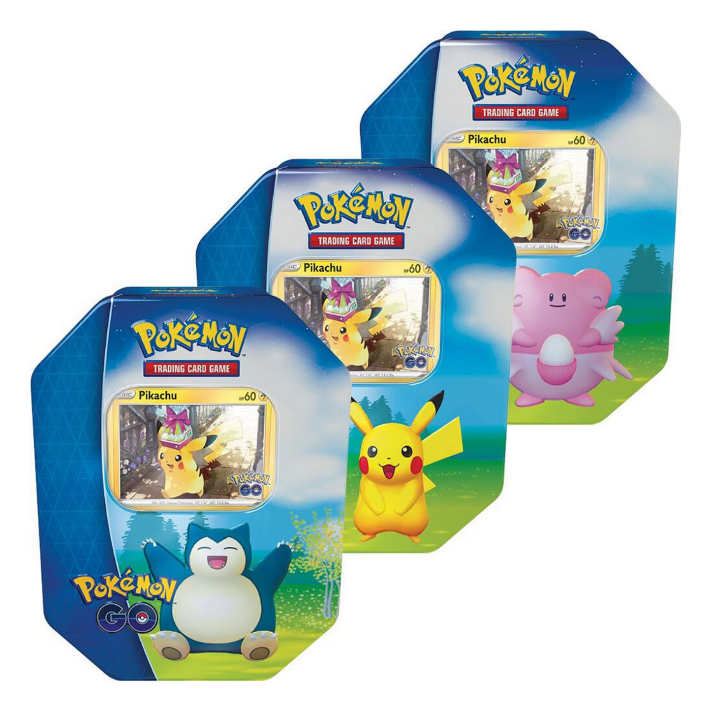 Pokemon GO Gift Tin (Set of 3) Pikachu, Blissy, Snorlax