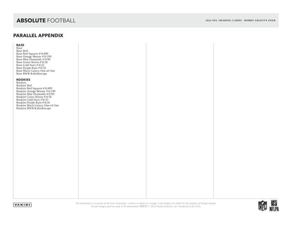 2023 Panini Absolute Football Gravity Feed 6 Box Case