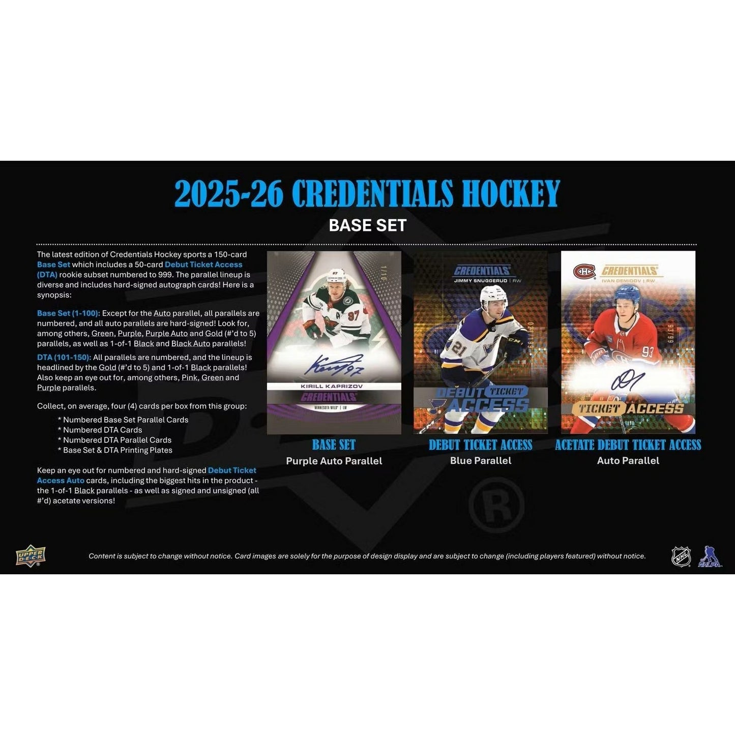 2025-26 Upper Deck Credentials Hockey Hobby Box *Contact Us To Order*