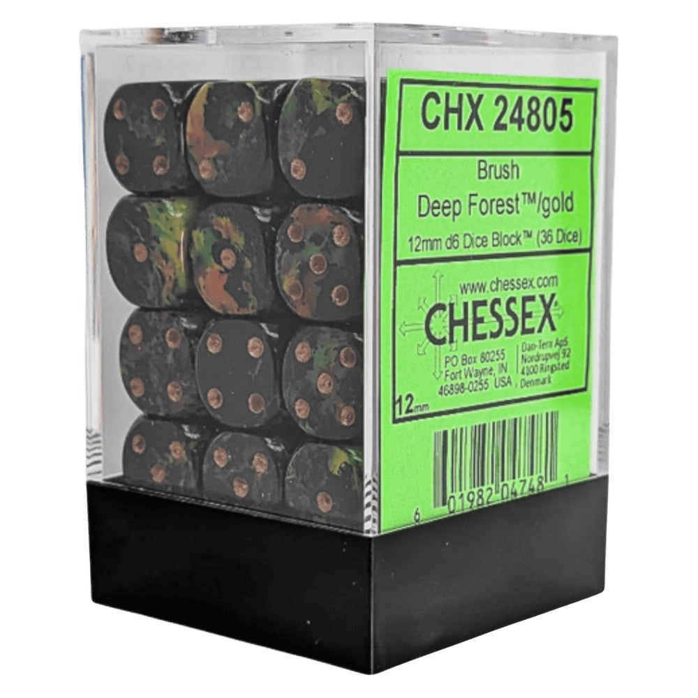 PREORDER U2 CHX 24805 Brush Deep Forest/gold 12mm d6 Dice Block (36 dice)