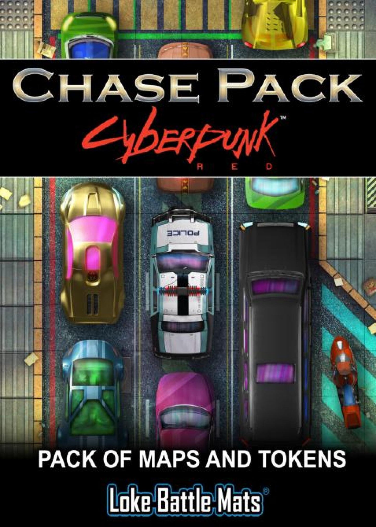 PREORDER The Chase Pack - Battle Mats & Tokens for Cyberpunk Red
