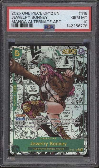 Jewelry Bonney One Piece Card Game OP12 Manga Alternate Art #118 PSA 10 #1