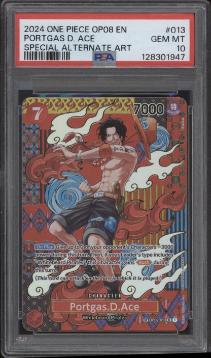 Portgas D Ace One Piece Card Game OP08 Special Alternate Art #013 PSA 10 #1