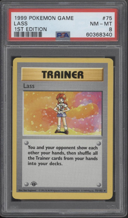 Lass Pokemon Base Set 1st Edition #75 PSA 8