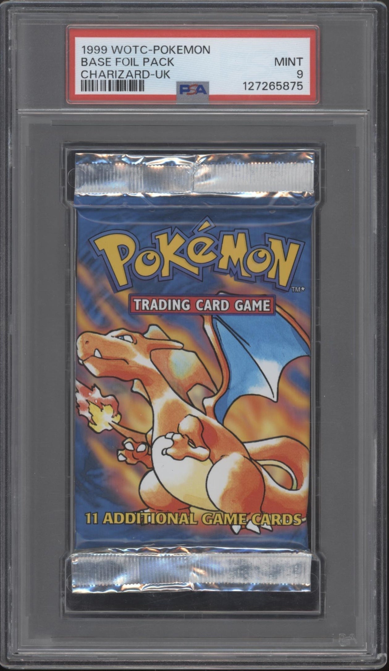 Base Set Pokemon Foil Charizard UK Booster Pack PSA 9 #2