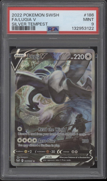 Lugia V Pokemon Silver Tempest Full Art #186 PSA 9
