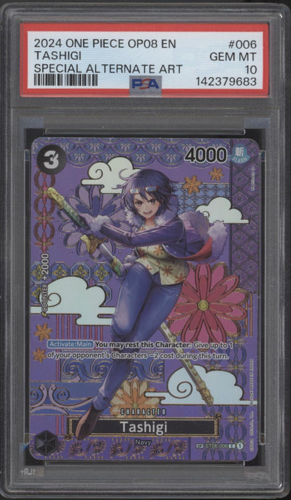Tashigi One Piece Card Game OP08 Special Alternate Art #006 PSA 10
