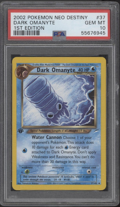 Dark Omanyte Pokemon Neo Destiny 1st Edition #37 PSA 10