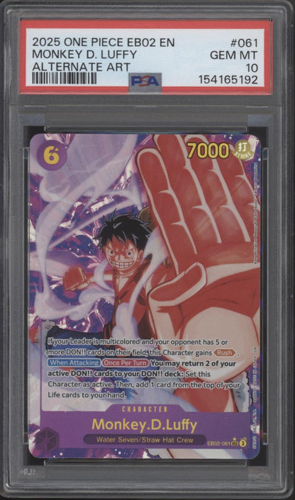 Monkey D Luffy One Piece Card Game EB02 Alternate Art #061 PSA 10