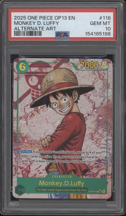 Monkey D Luffy One Piece Card Game OP13 Alternate Art #118 PSA 10 #3