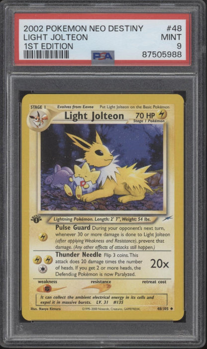 Light Jolteon Pokemon Neo Destiny 1st Edition #48 PSA 9