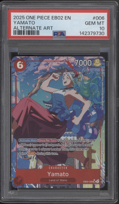 Yamato One Piece Card Game EB02 Alternate Art #006 PSA 10