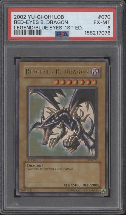 Red-Eyes Black Dragon Yu-Gi-Oh! Glossy LOB 1st Edition #070 PSA 6