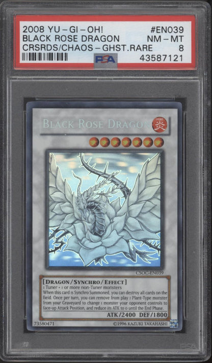 Black Rose Dragon Yu-Gi-Oh! CRSRDS Chaos Ghost Rare #EN039 PSA 8