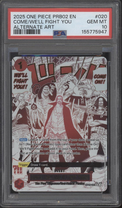 Come On!! We'll Fight You!! One Piece Card Game PRB02 Alternate Art #020 PSA 10