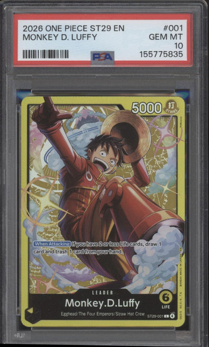 Monkey D Luffy One Piece Card Game ST29 #001 PSA 10 #1