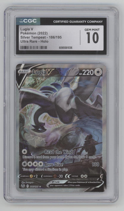 Lugia V Pokemon Silver Tempest Ultra Rare Holo #186 CGC 10