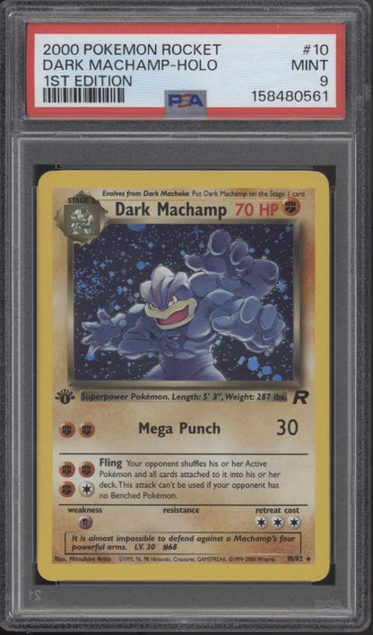 Dark Machamp Pokemon Team Rocket Holo 1st Edition #10 PSA 9