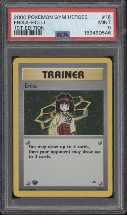 Erika Pokemon Gym Heroes Holo 1st Edition #16 PSA 9