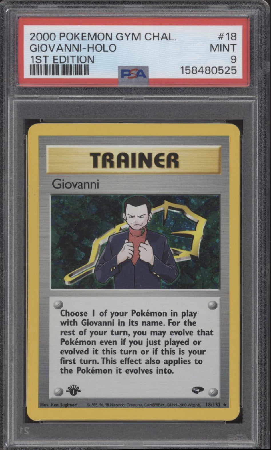 Giovanni Pokemon Gym Challenge Holo 1st Edition #18 PSA 9