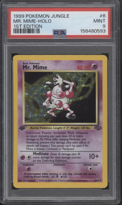 Mr. Mime Pokemon Jungle Holo 1st Edition #6 PSA 9