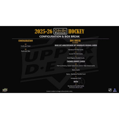 2025-26 Upper Deck O-Pee-Chee Platinum Hockey Hobby Box *Contact Us To Order*