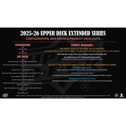 2025-26 Upper Deck Extended Series Hockey Hobby Box *Contact Us To Order*