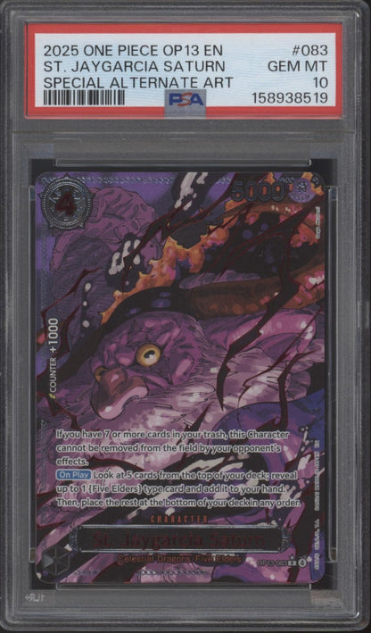 The Five Elders One Piece OP13 Special Alternate Art PSA 10 Sequential Set of 5