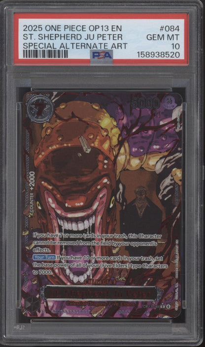 The Five Elders One Piece OP13 Special Alternate Art PSA 10 Sequential Set of 5