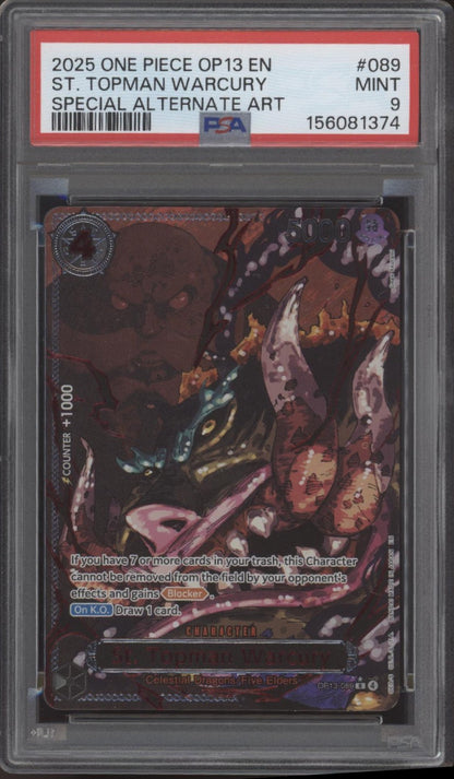 The Five Elders One Piece OP13 Special Alternate Art 3 PSA 10's, 2 PSA 9's Sequential Set of 5