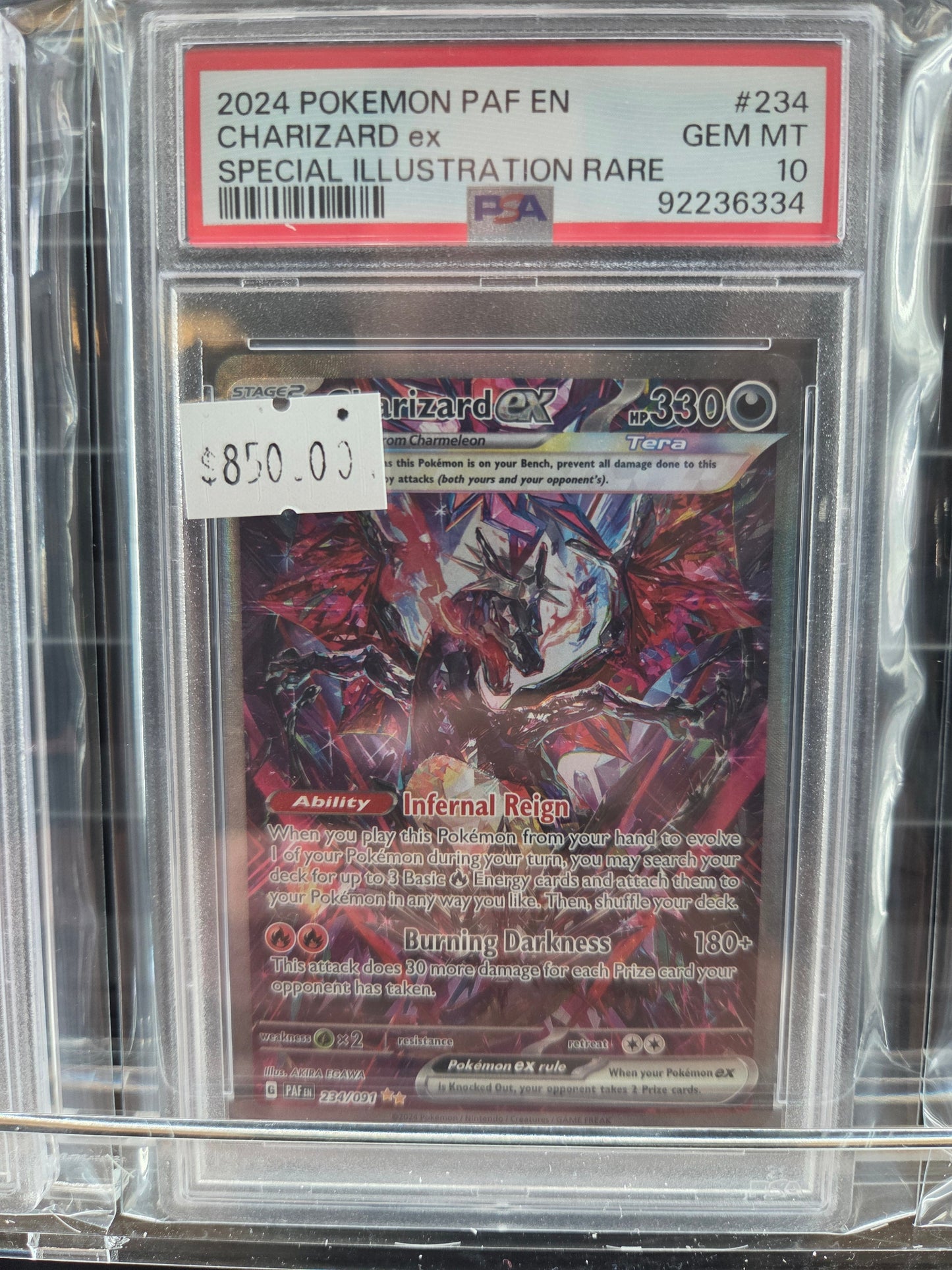 2024 POKEMON PAF EN-PALDEAN FATES #234 CHARIZARD ex SPECIAL ILLUSTRATION RARE psa 10